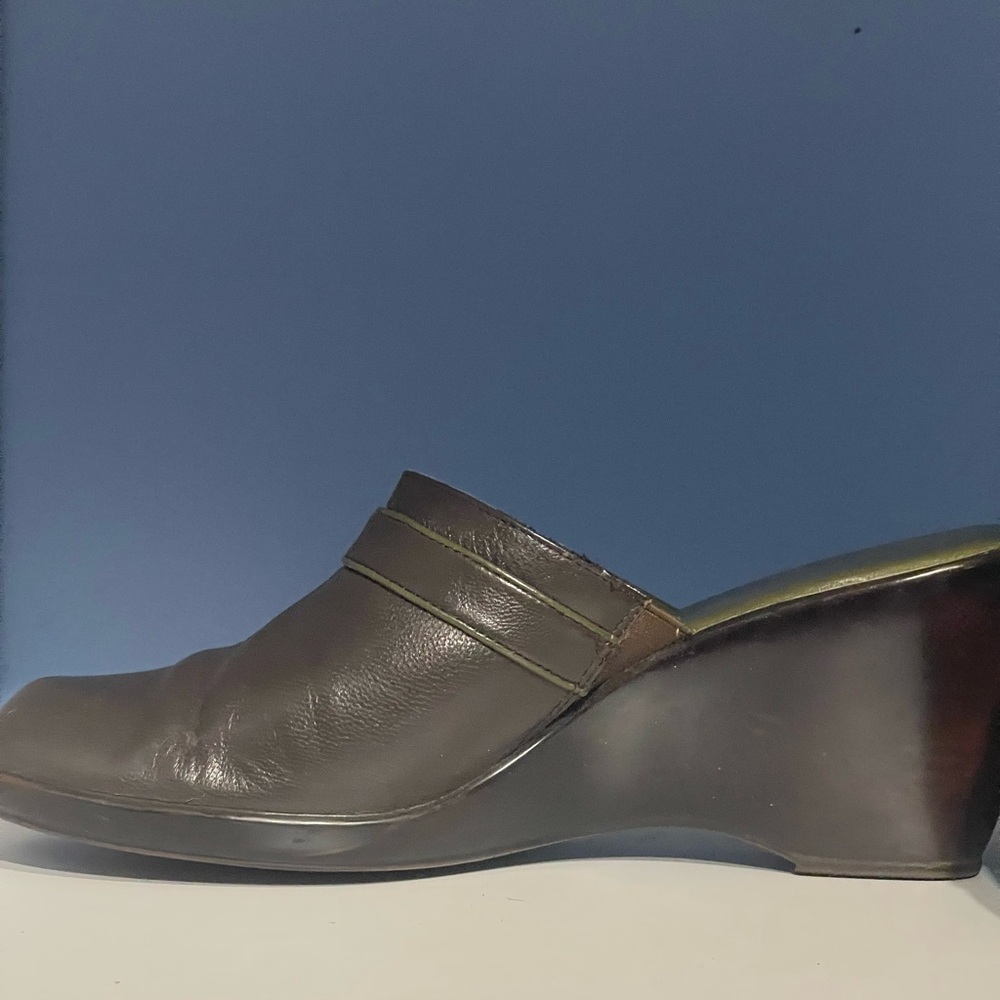 Tommy Hilfiger Dark Brown Wedge Mules